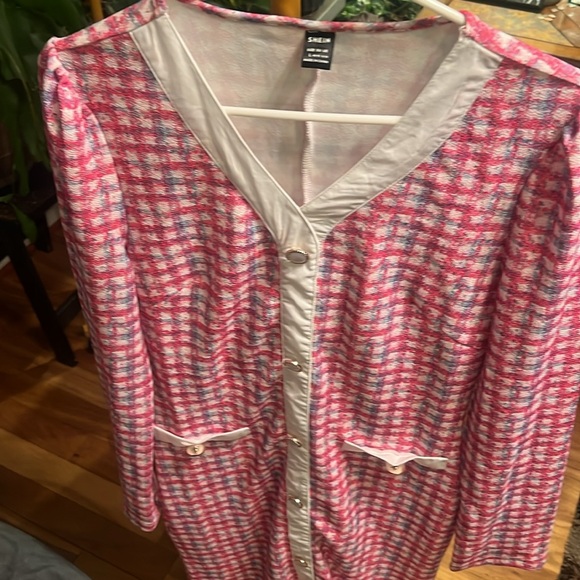 Shein large inspired dress, pink, white plaid, faux buttons? New - Picture 3 of 7
